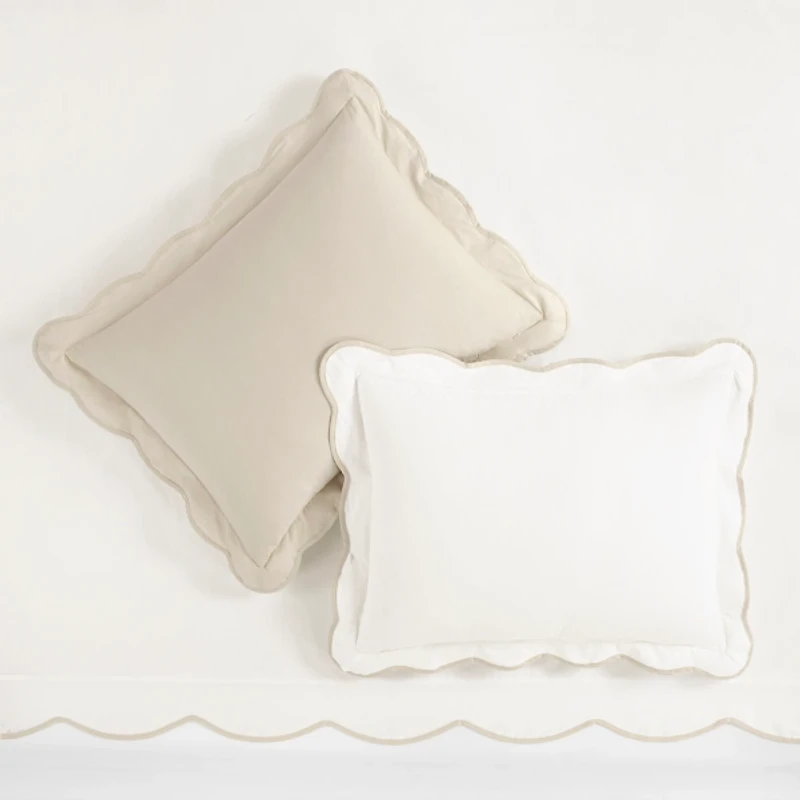 Tan Scallop Edge 3-pc. Full/Queen Duvet Cover Set