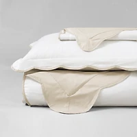 Tan Scallop Edge 3-pc. Full/Queen Duvet Cover Set