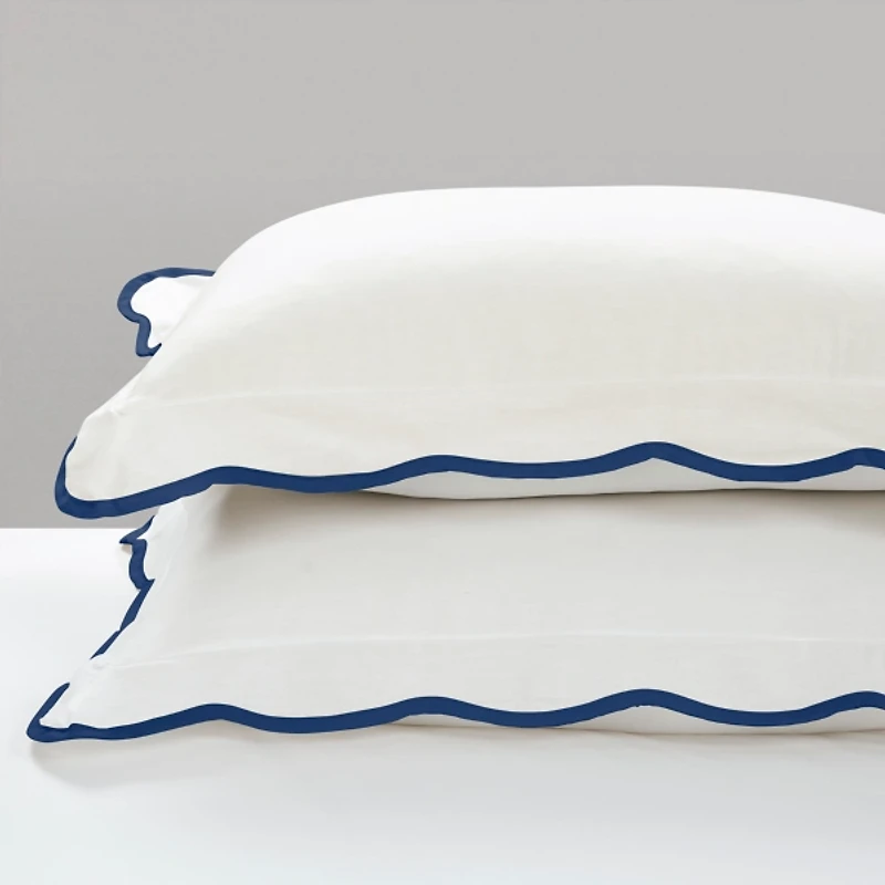 Navy Scalloped Edge 3-pc. Full/Queen Comforter Set