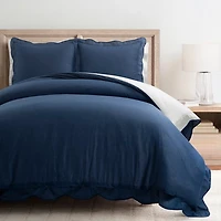 Navy Scallop Edge 3-pc. Full/Queen Duvet Cover Set