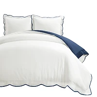 Navy Scallop Edge 3-pc. Full/Queen Duvet Cover Set
