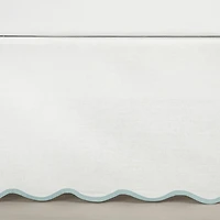White Blue Scalloped Coastal Queen Bed Skirt