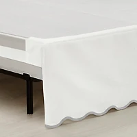 White Gray Scalloped Coastal Queen Bed Skirt