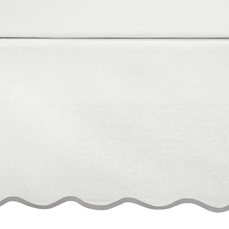 White Gray Scalloped Coastal Queen Bed Skirt