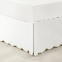 White Neutral Scalloped Coastal Queen Bed Skirt