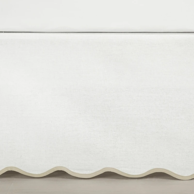 White Neutral Scalloped Coastal Queen Bed Skirt