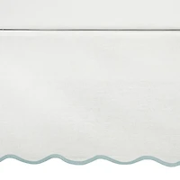 White Blue Scalloped Coastal King Bed Skirt