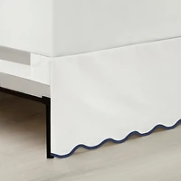White Navy Scalloped Coastal King Bed Skirt