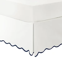 White Navy Scalloped Coastal King Bed Skirt