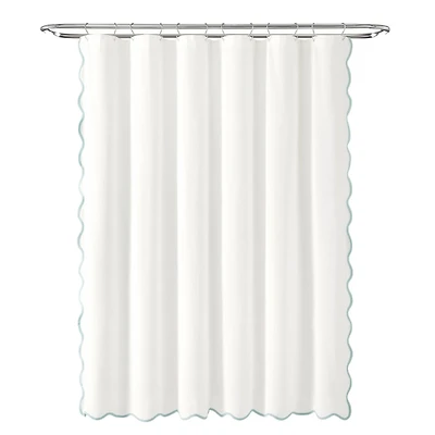 White Scalloped Coastal Shower Curtain