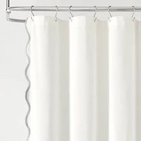 White Gray Scalloped Coastal Shower Curtain
