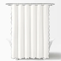 White Gray Scalloped Coastal Shower Curtain