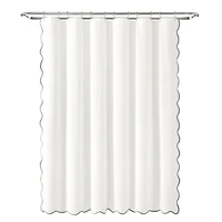 White Gray Scalloped Coastal Shower Curtain