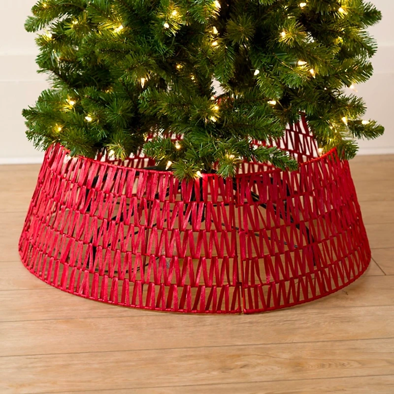 Red Woven Seagrass Christmas Tree Collar
