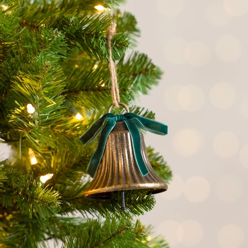 Metal Bell with Velvet Bow Ornament