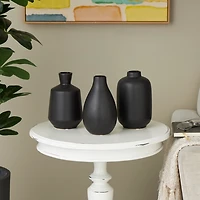 Black Ceramic Contemporary Vases, Set of 3