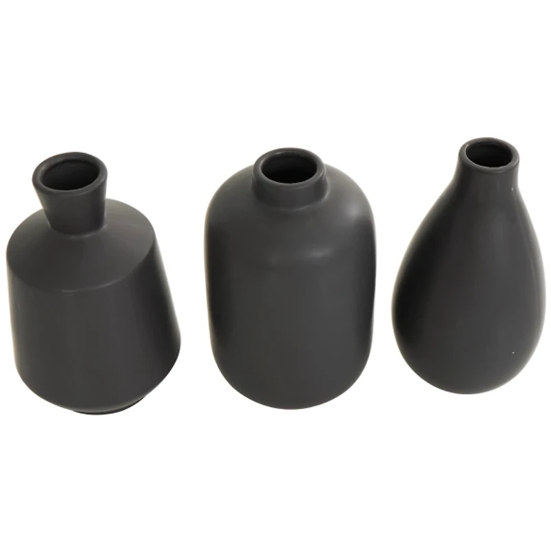 Black Ceramic Contemporary Vases, Set of 3