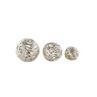 Silver Cut-Out Metal Orbs, Set of 3