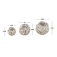 Silver Cut-Out Metal Orbs, Set of 3