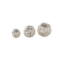 Silver Cut-Out Metal Orbs, Set of 3