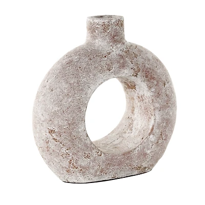 White Terracotta Circular Vase