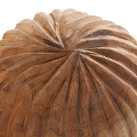Brown Teak Wood Carved Orbs, Set of 3