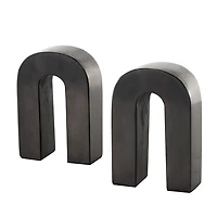 Black Marble Arched Bookends, Set of 2