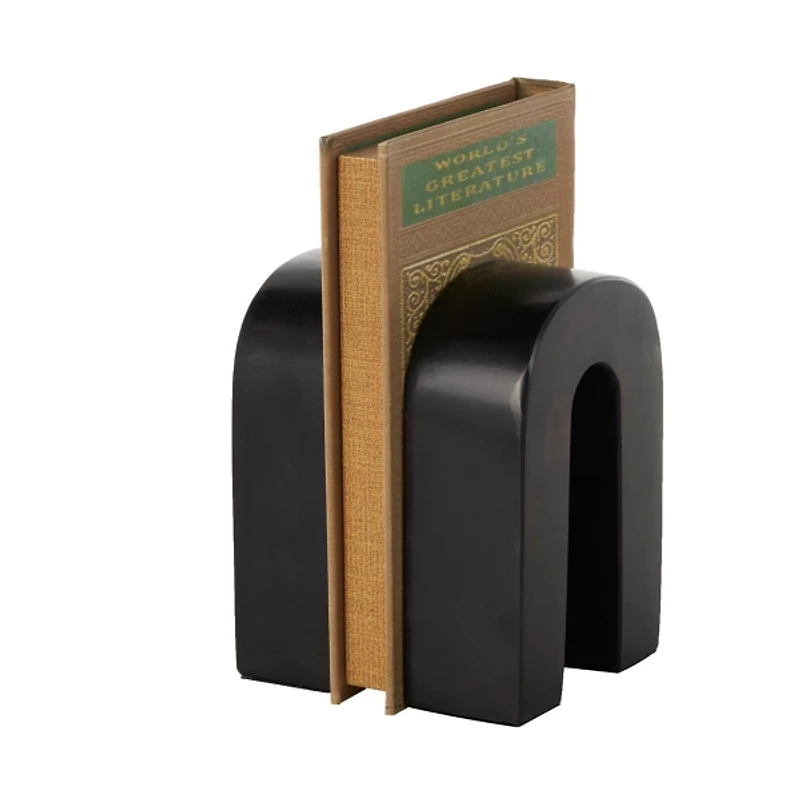 Black Marble Arched Bookends, Set of 2