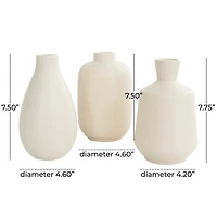 White Minimalist Ceramic Vases, Set of 3