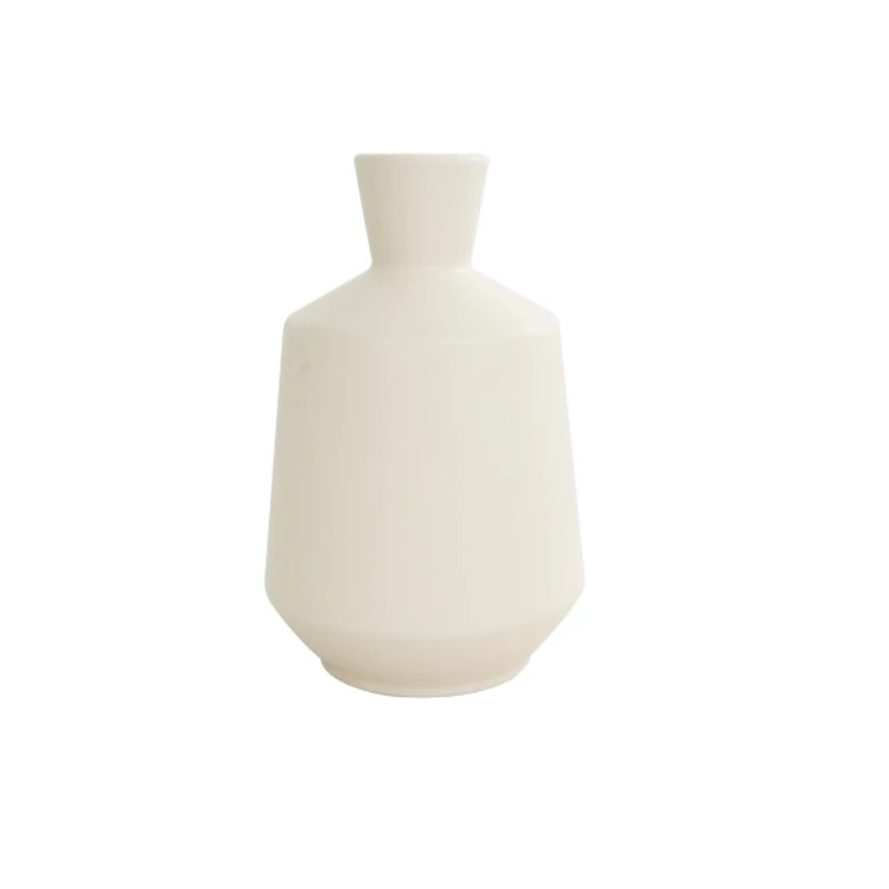 White Minimalist Ceramic Vases, Set of 3