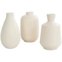 White Minimalist Ceramic Vases, Set of 3