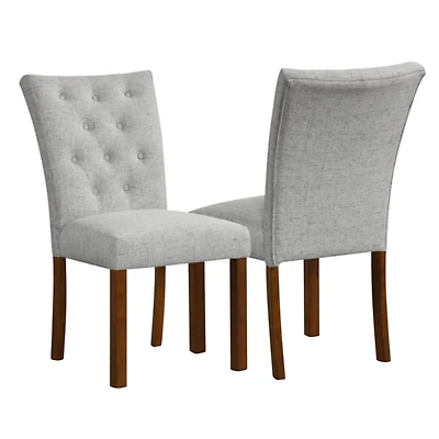 Gray Tufted Parsons Dining Chairs, Set of 2