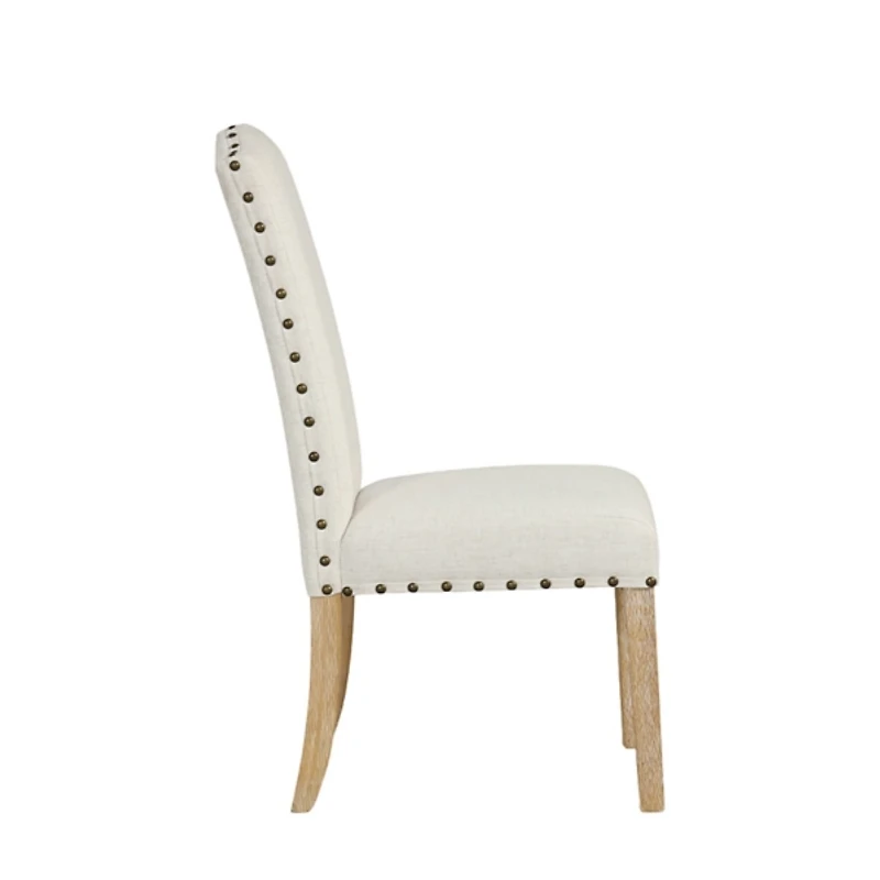 Ivory Nailhead Parsons Dining Chairs, Set of 2
