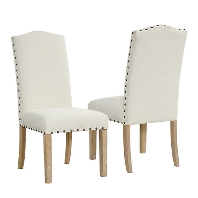 Ivory Nailhead Parsons Dining Chairs, Set of 2