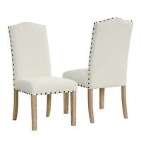 Ivory Nailhead Parsons Dining Chairs, Set of 2