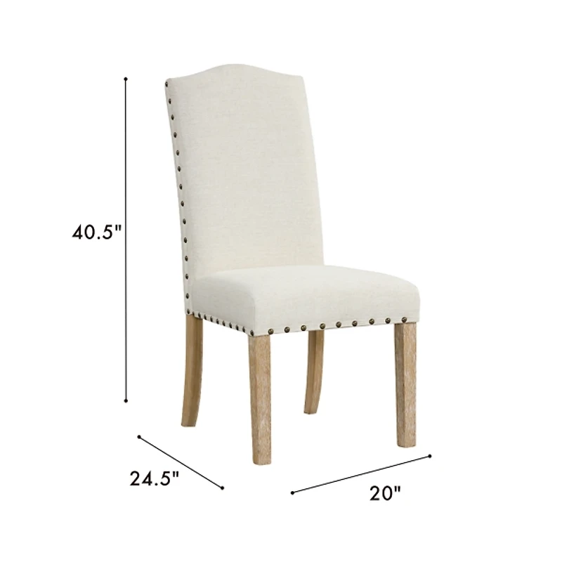 Ivory Nailhead Parsons Dining Chairs, Set of 2