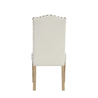 Ivory Nailhead Parsons Dining Chairs, Set of 2
