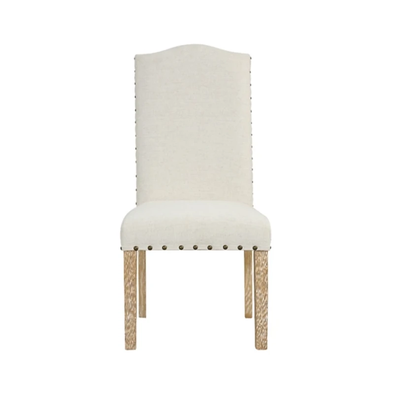 Ivory Nailhead Parsons Dining Chairs, Set of 2