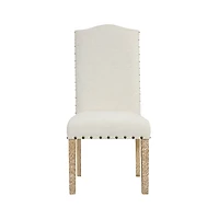 Ivory Nailhead Parsons Dining Chairs, Set of 2