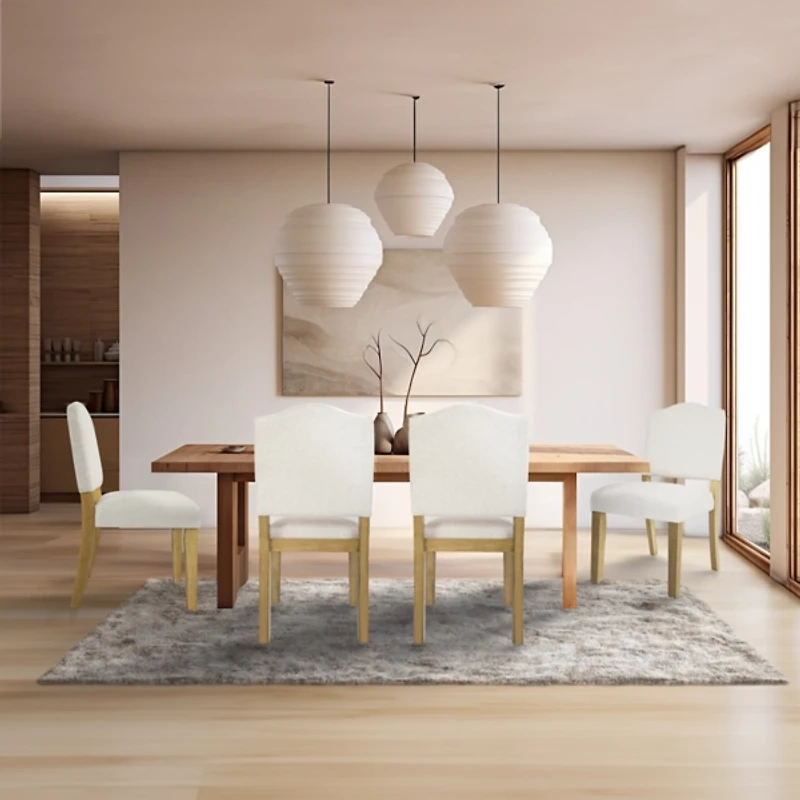 Ivory Upholstered Open Back Dining Chair