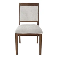 Neutral Upholstered Wood Frame Chairs, Set of 2