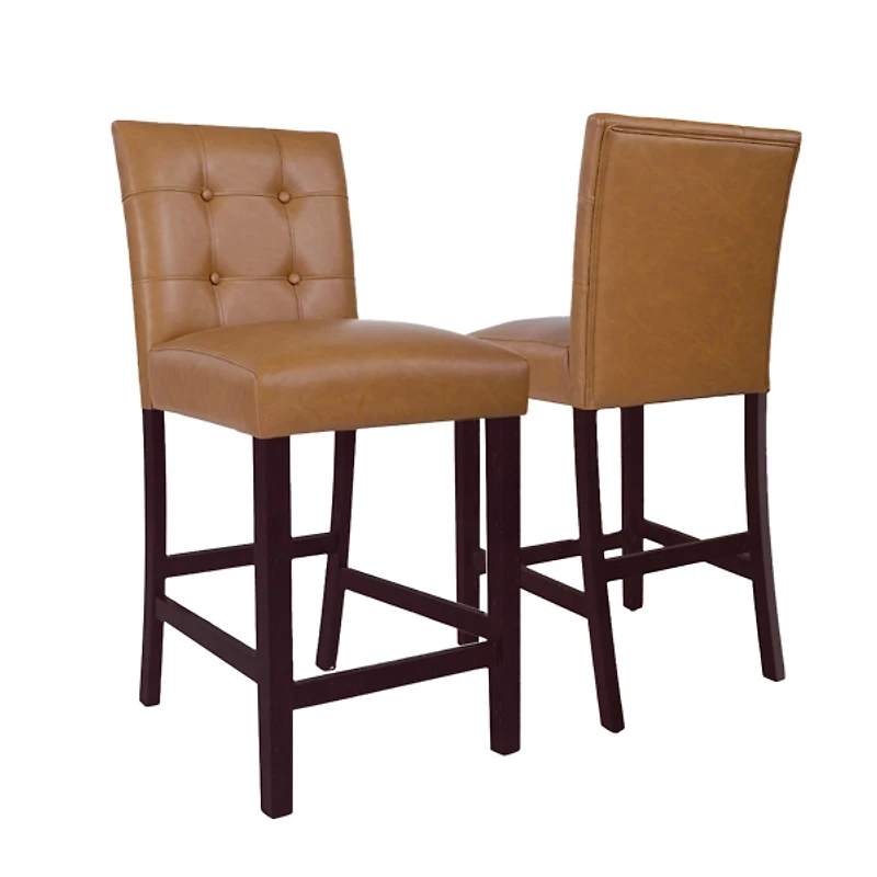Camel Faux Leather Jeremy Counter Stools, Set of 2