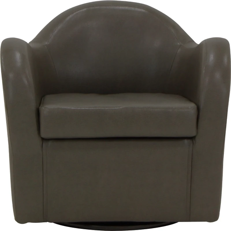 Max Charcoal Faux Leather Swivel Club Accent Chair