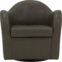 Max Charcoal Faux Leather Swivel Club Accent Chair
