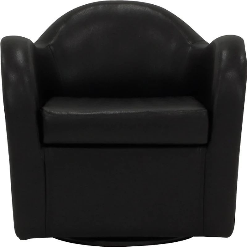 Max Black Faux Leather Swivel Club Accent Chair