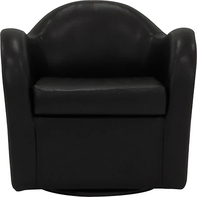 Max Black Faux Leather Swivel Club Accent Chair