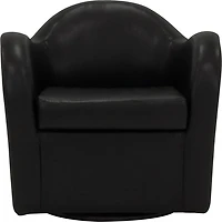 Max Black Faux Leather Swivel Club Accent Chair