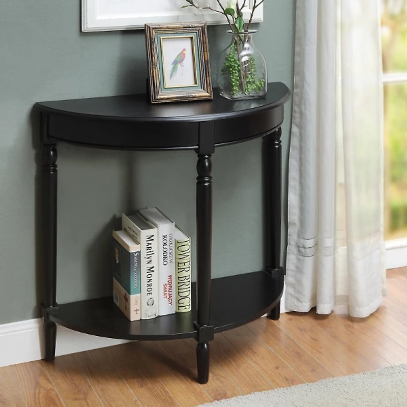 Black French Country Half Round Console Table