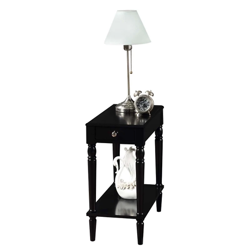 Black French Country Single Drawer Accent Table