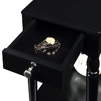 Black French Country Single Drawer Accent Table